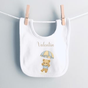 Customizable baby bib, Personalized bib with first name, personalized birth gift - &quot;Flying Companions&quot; collection