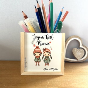 Customizable pencil pot, wooden pencil pot, personalized Christmas gift, personalized pencil pot, Christmas gift idea