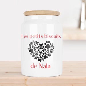 Gepersonaliseerde keramische hondensnoepjespot met houten deksel, gepersonaliseerd kerstcadeau, cadeau voor honden