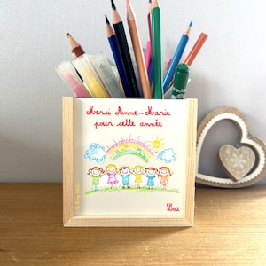 Portalápices de madera personalizable, regalo de maestro, maestra, niñera, atsem