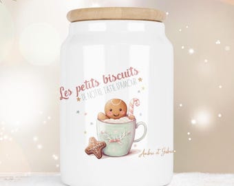 Personalized ceramic jar, cookie jar, personalized chocolate jar, candy jar, gift for nanny, grandma, personalized Christmas gift