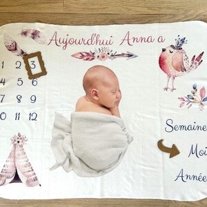 Personalized Baby Milestone Mat - Personalized Birth Gift - Personalized Milestone Blanket - Theme