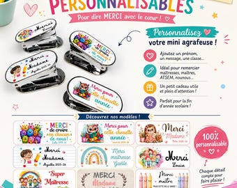 Personalized mini stapler – Original gift for teachers, teaching assistants, nannies, or special needs assistants – End of school year