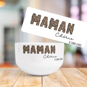 Personalized leopard bowl – Mother’s Day gift – Ceramic first name bowl – Chocolate, cereal, aperitif bowl – Trendy and unique mom gift