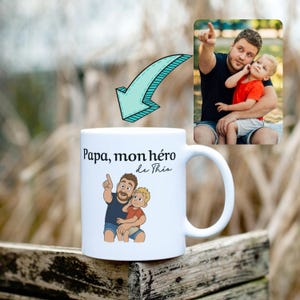 Personalized Father's Day Mug - Cartoon Style Illustration from a Photo - Unique Dad Gift - Ceramic Mug