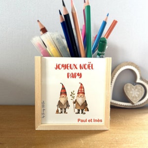 Customizable wooden pencil holder, personalized Christmas gift, personalized pencil holder, Christmas gift idea