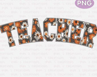 Herbst-Lehrer PNG: Retro Daisy Design (Digitaler Download)