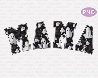 Retro Halloween Mama PNG: Groovy Spooky Sublimation Design