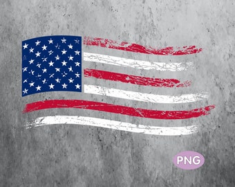 May include: Distressed American flag design with red and white stripes and a blue field of stars. The flag has a textured, worn appearance, set against a gray background.