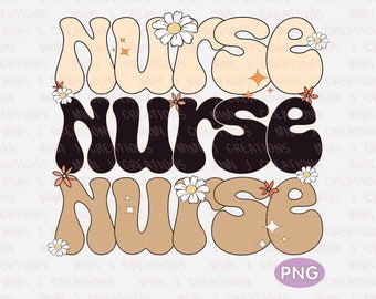 Floral Nurse PNG: Retro Flower Design (Digital Download)