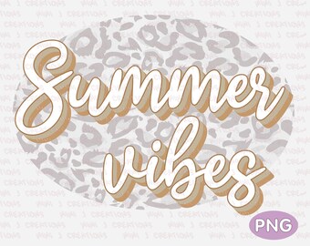 Retro Summer Vibes Leopard PNG: T-Shirt Design (Digital Download)