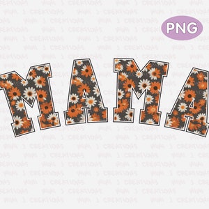 Retro Mama PNG: Groovy Fall Daisy Design (Digital Download)