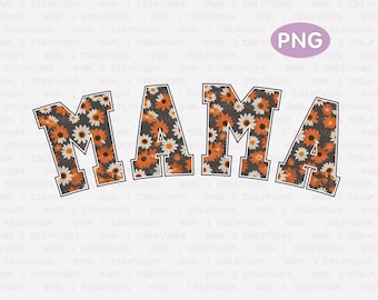 Retro Mama PNG: Groovy Fall Daisy Design (Digital Download)