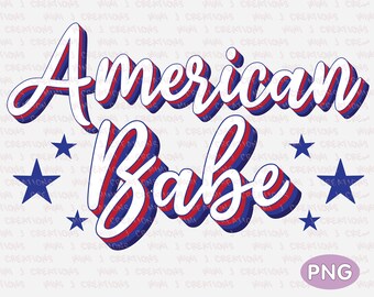Retro American Babe PNG: 4th of July Sublimation (Digital Download)