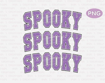 レトロな不気味な積み重ねられたPNG：ハロウィーンのバーシティデザイン（デジタルダウンロード）
