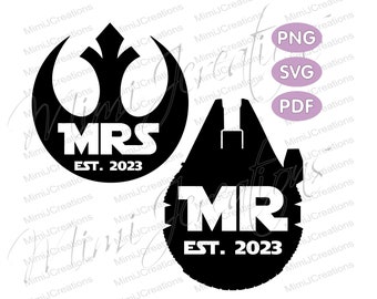 Mr and Mrs Star Wars SVG: Matching Couple Shirts (Digital Download)
