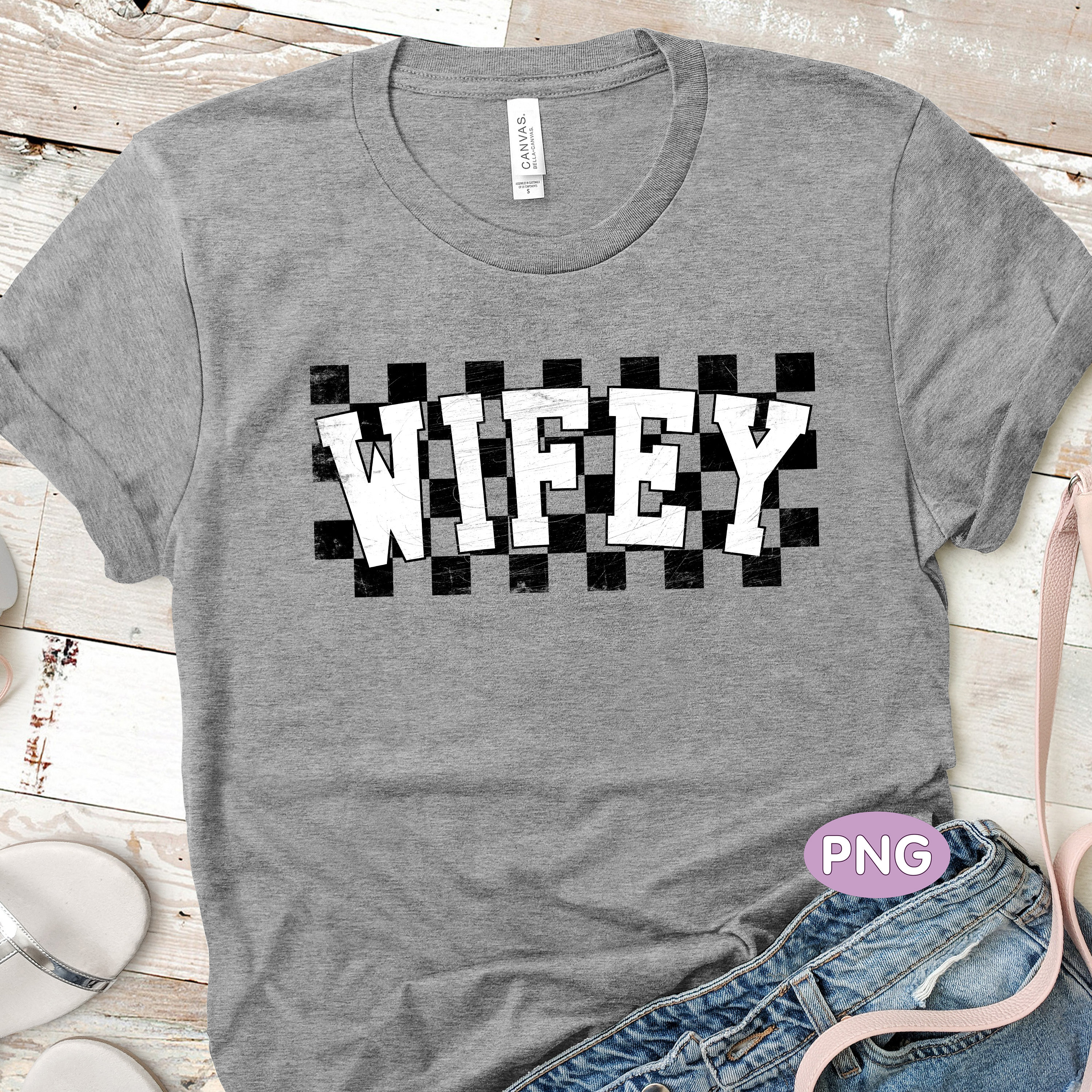 Retro Checkered Wifey PNG: Wedding Anniversary Design (digital Download ...