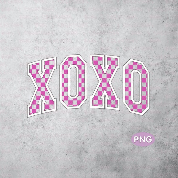 XOXO png, Retro Checkered XOXO png, Hugs and Kisses png for t shirt, Checkered Valentines shirt instant download