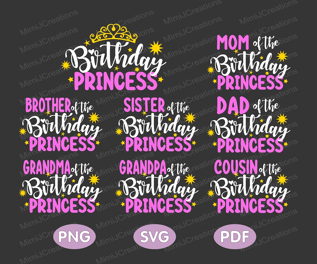 Birthday Princess Svg, Birthday Princess Bundle Png Pdf, Birthday Girl