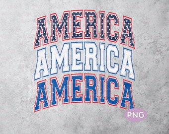 Retro America Stacked PNG: 4th of July, Patriotic Design (Digital Download)