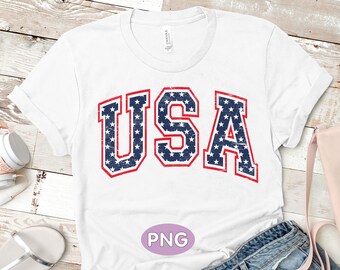 Retro USA Flag Sublimation Design: Patriotic Varsity PNG (Digital Download)