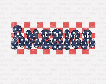 Retro America PNG Bundle: Checkered Stars & Stripes (Digitaler Download)