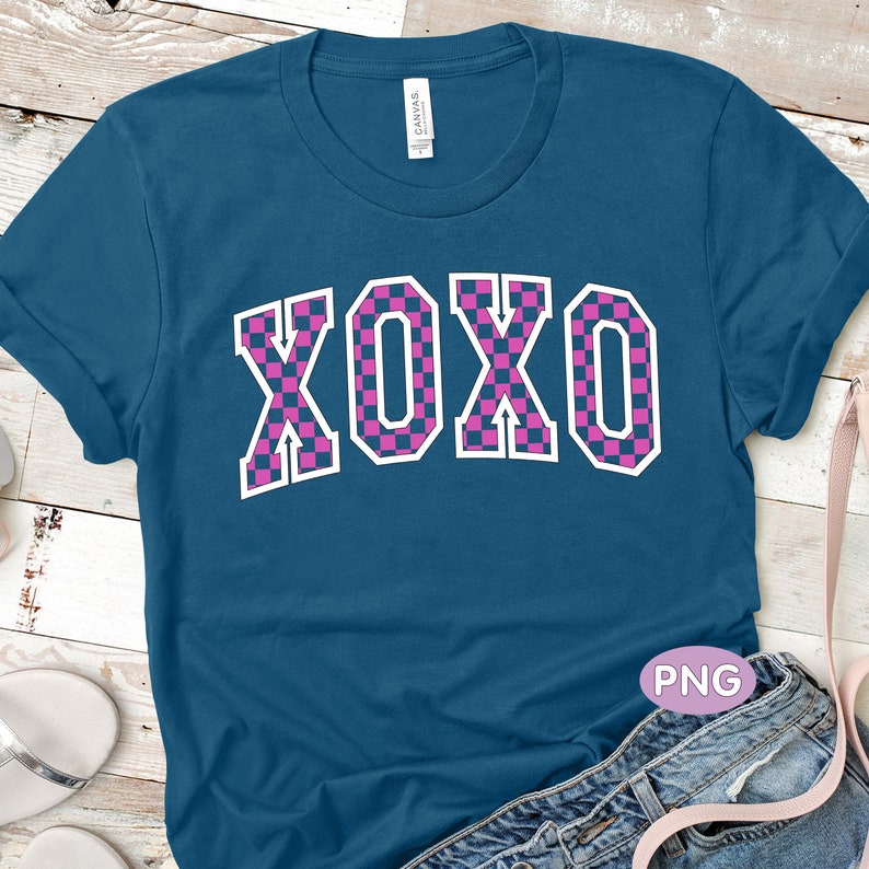Retro Checkered XOXO PNG: Valentine's Day Shirt Design (digital ...