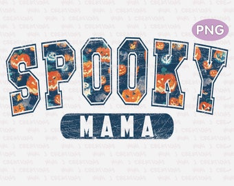 Retro Spooky Mama PNG: Halloween Pumpkin Design (Digital Download)