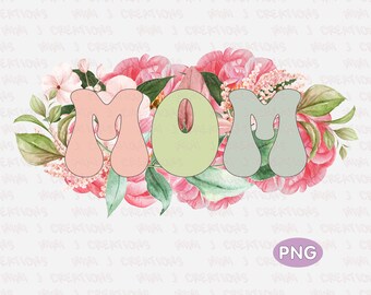 Floral Mom PNG: Groovy Retro Flower Design (Digital Download)