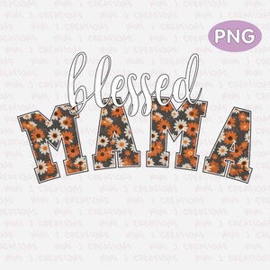 Retro Blessed Mama PNG: Fall Daisy Design (Digital Download)