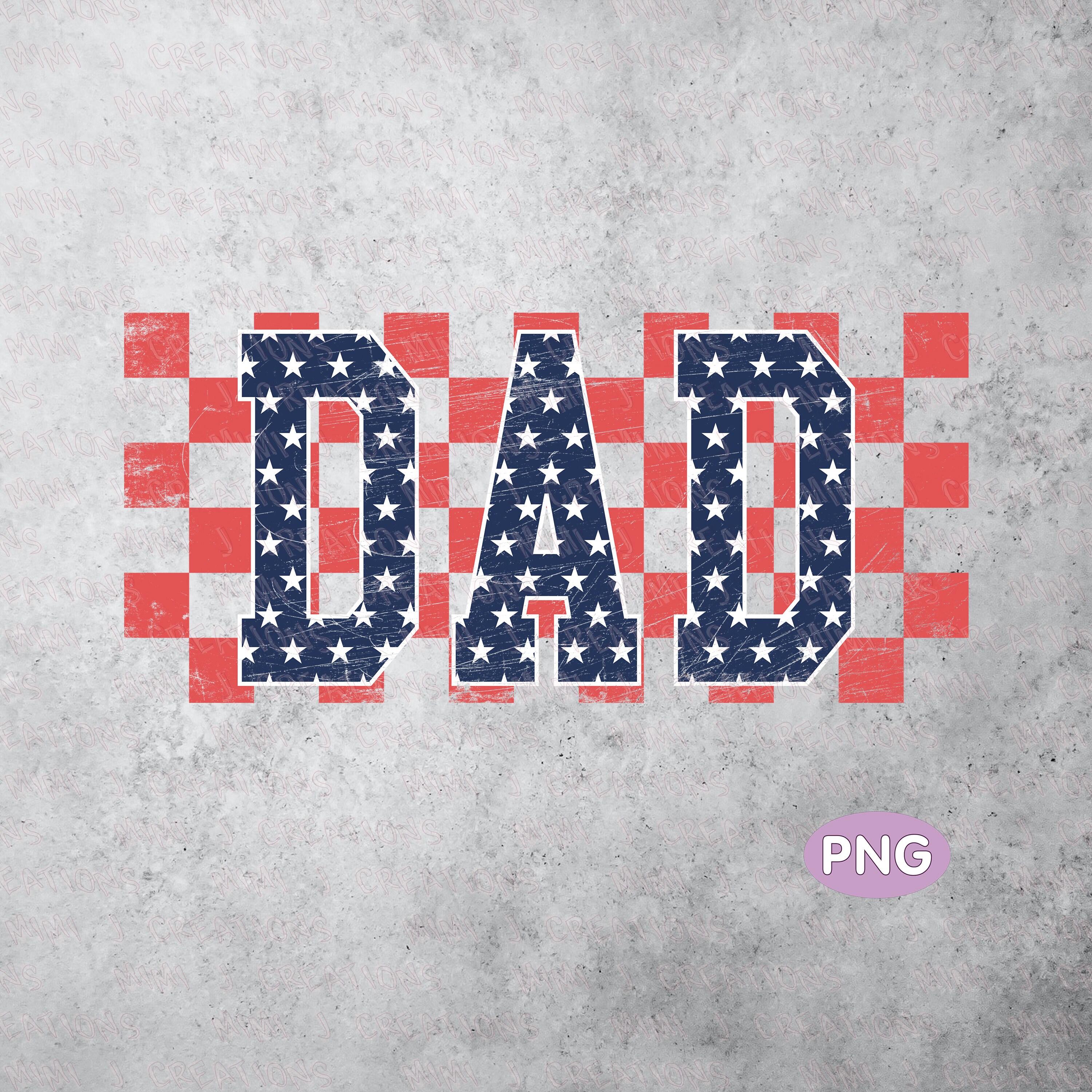 Retro American Flag Dad PNG: Distressed Checkered Design (digital ...