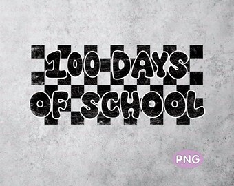 100 dni szkoły PNG: Retro kratka sublimacyjna (pobranie cyfrowe)