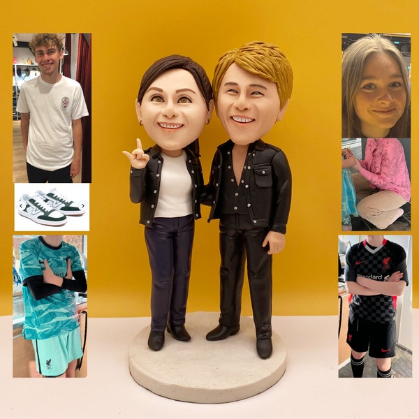 Custom bobbleheads,Custom Couple Bobbleheads, Anniversary Gifts， Personalized Happy Couple Bobblehead, Custom Couple Christmas Bobbleheads