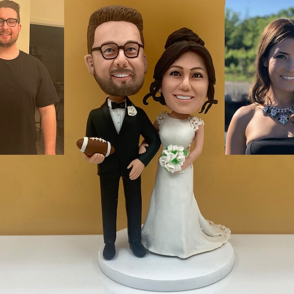 Custom Bobblehead Wedding Cake Topper,Personalized Wedding Cake Bobbleheads, Custom Figurine Wedding Cake Topper,Custom Wedding Bobblehead