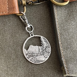 Forest Bag Charm - Antique Silver Key Fob, Zipper Pull - Nature Lover Gift