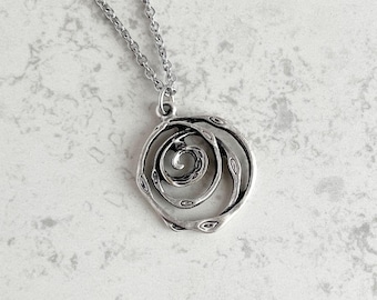 Silver Spiral Pendant: Layering Chain Necklace