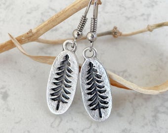 Silver Pine Tree Earrings: Silver Woodland Charm Jewlery