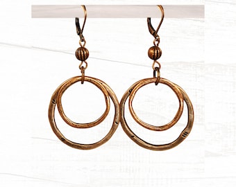 Boho Copper Hoop Earrings: Statement Jewelry