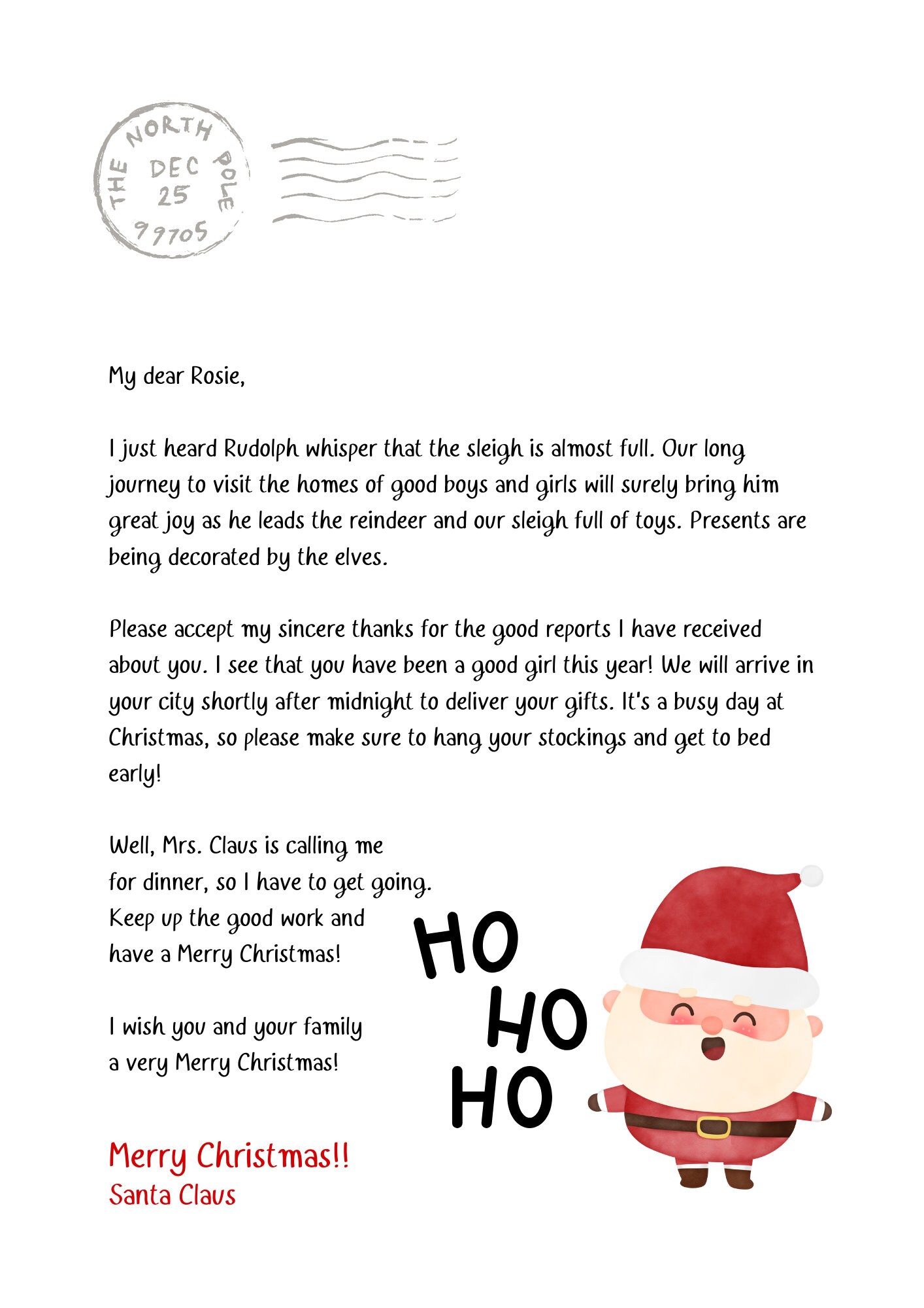 Personalised Letter From Santa Printable - Etsy UK