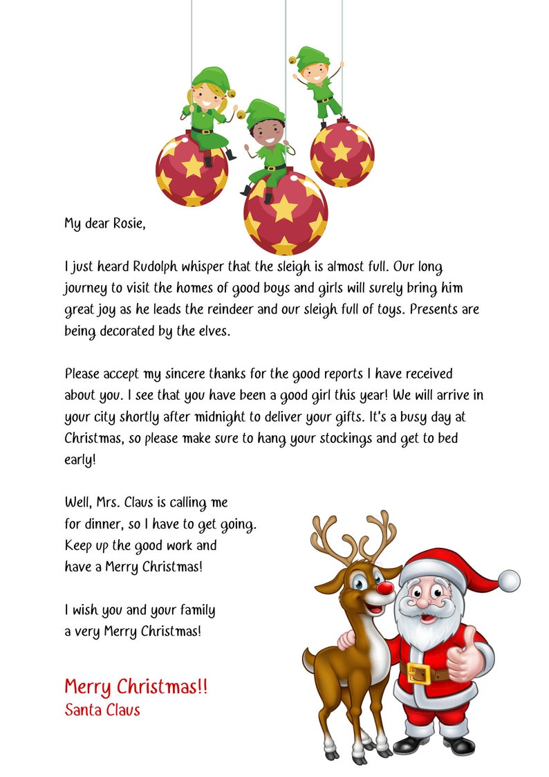 Personalised Letter From Santa Printable Etsy UK