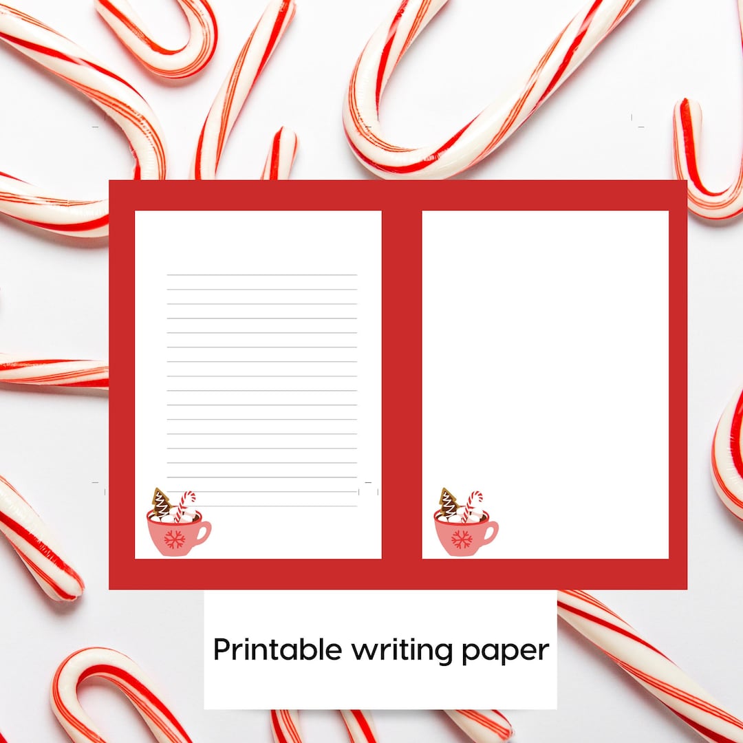 Christmas Printable Writing Paper Letter Writing Paper Lined and Plain