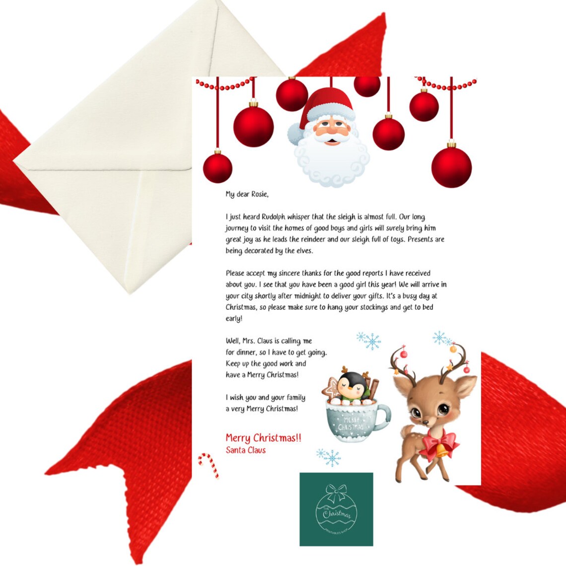 Personalised Letter From Santa Printable Etsy
