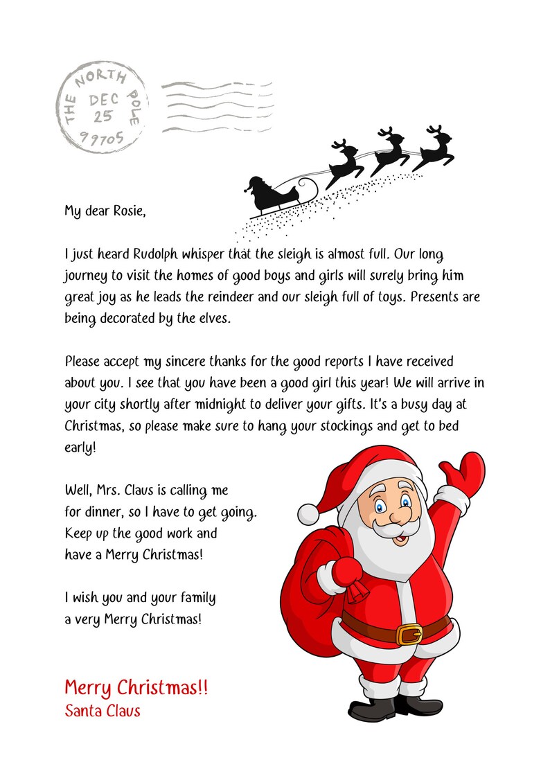 Personalised Letter From Santa Printable Etsy