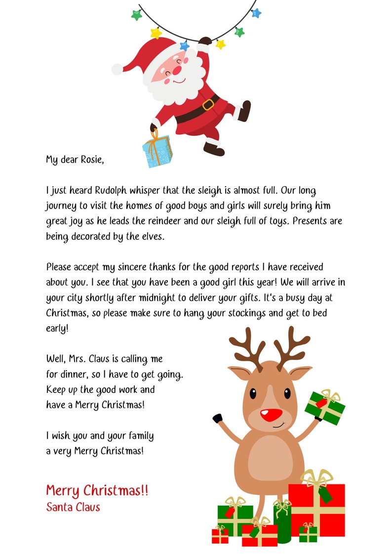 Personalised Letter From Santa Printable Etsy