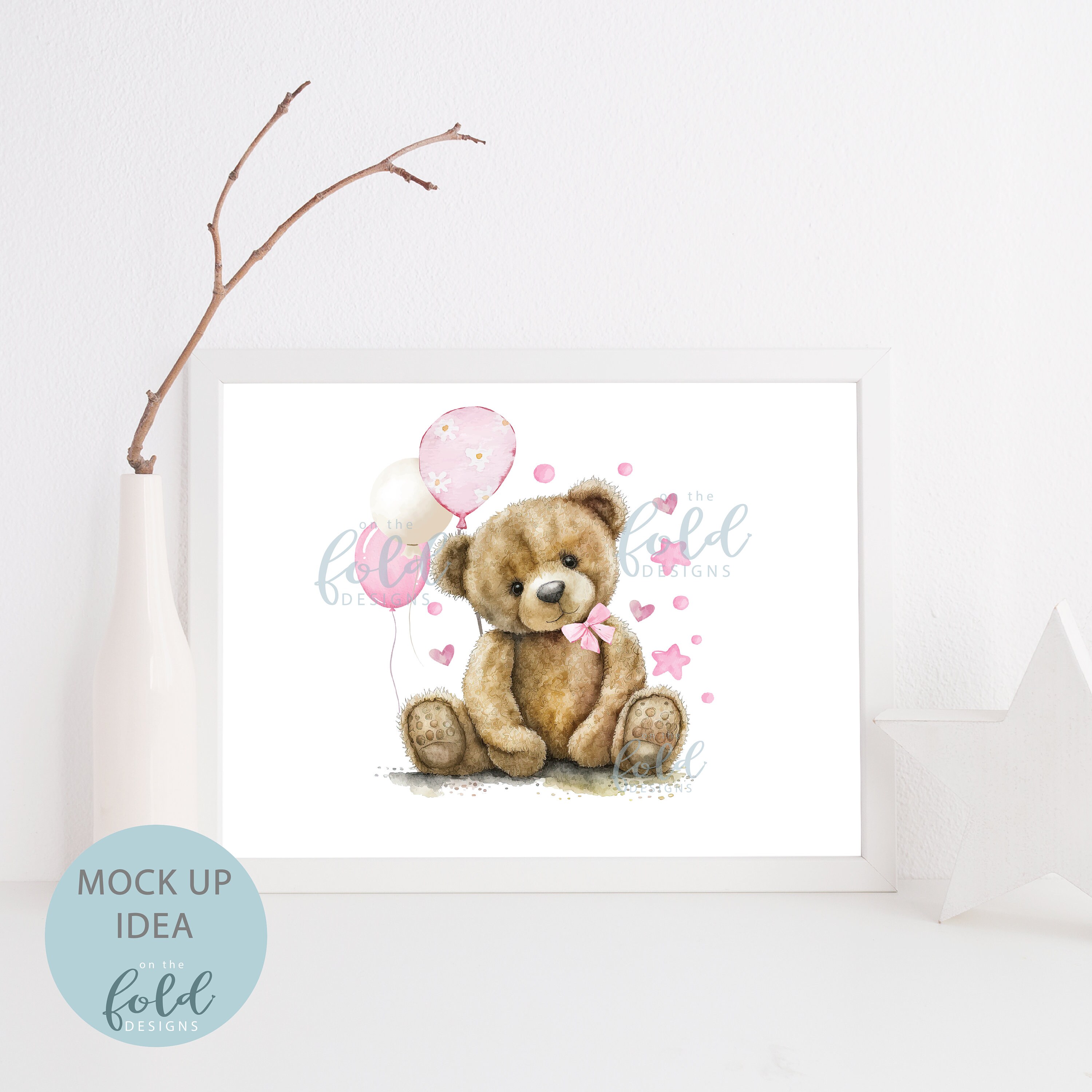 Teddy Bear, Pink Balloon Clipart Birthday, UVDTF Sublimation PNG ...