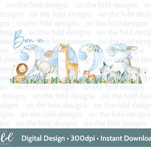 Animaux de safari, nés en 2024, clipart, png transparents, téléchargement immédiat, sublimation, conception d'invitations, travaux manuels, fabrication de cartes, nouveauté