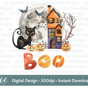 ハロウィーン クリップアート PNG 黒 お化け屋敷 猫 デジタル ダウンロード ベビー服 パジャマ デザイン PJ 画像 トリック オブ トリート バッグ UVDTF DTG 昇華