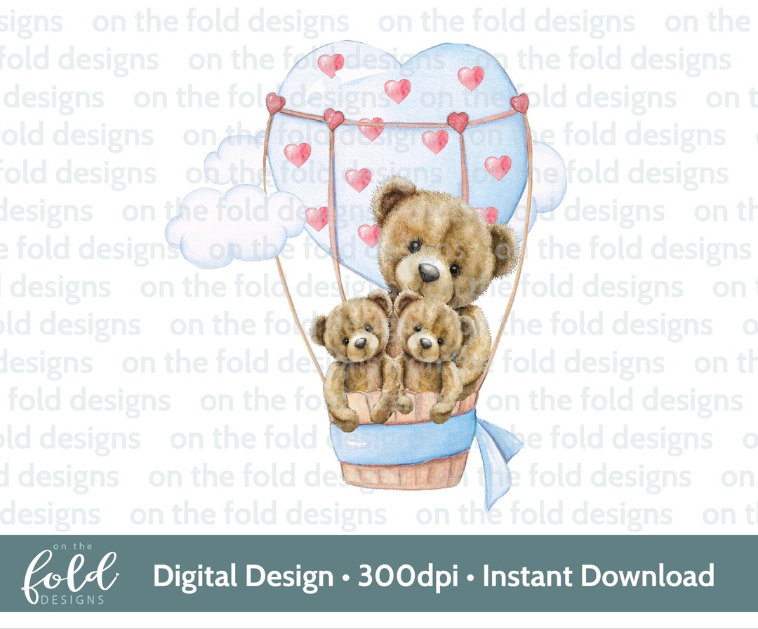 Teddy Bear Hot Air Balloon Clipart Baby Boy Girl Love Heart Clipart New ...
