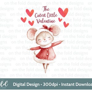El más lindo pequeño San Valentín Clipart Sublimación PNG San Valentín Ratón Ballet Bebé Chaleco Babero Diseño Descarga instantánea Uso personal y para pequeñas empresas