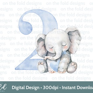 Elefante 4° compleanno Clipart Bow Tie Boy Blue Sublimation PNG download digitale istantaneo, Tshirt, Cake Topper Card Making Party Decor UV DTF